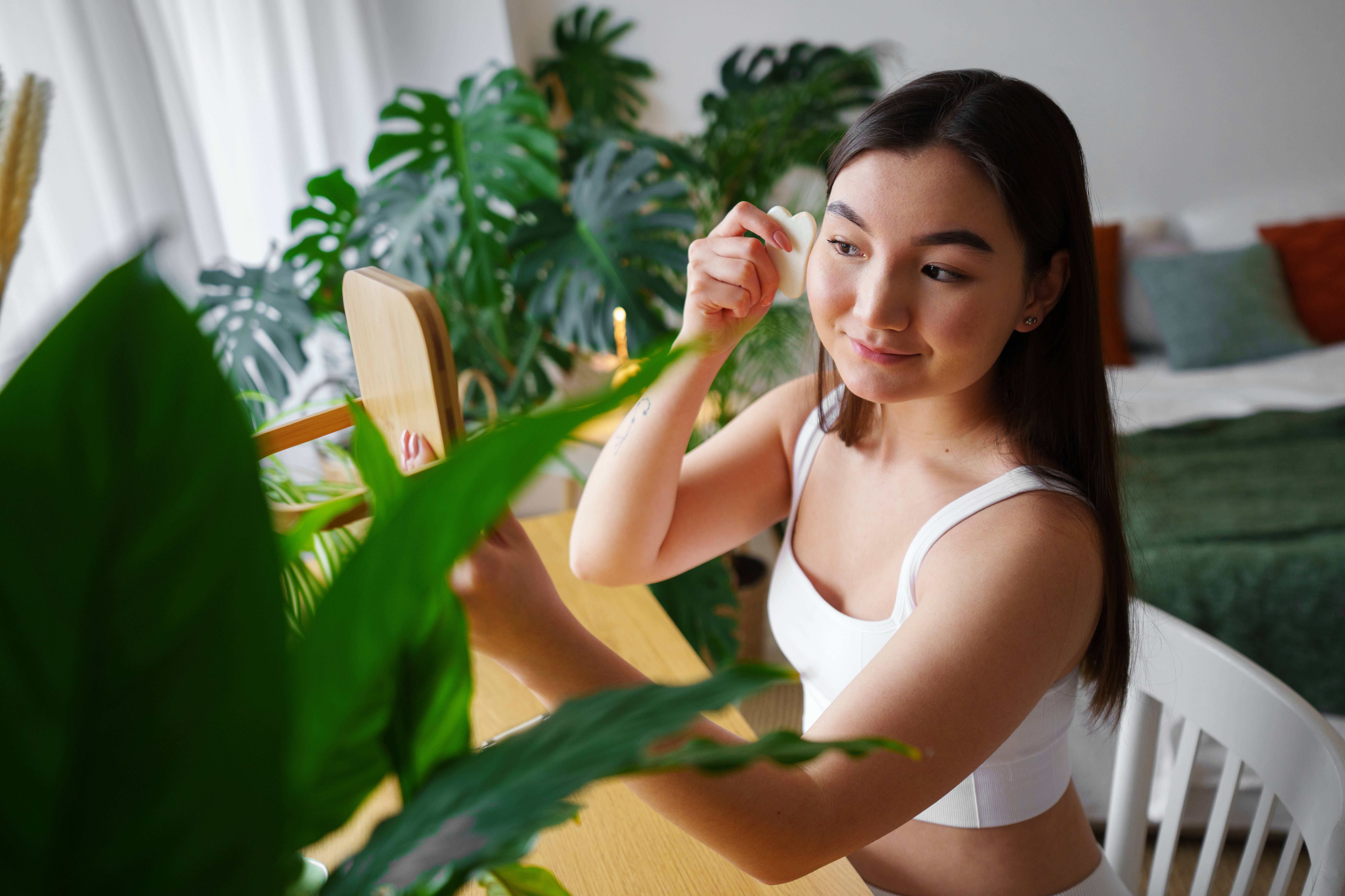 Medium shot woman practicing selfcare