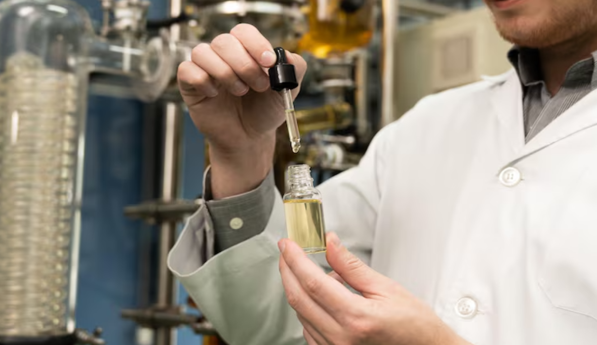 Scientist apothecary extract cbd hemp oil medicinal purpose laboratory