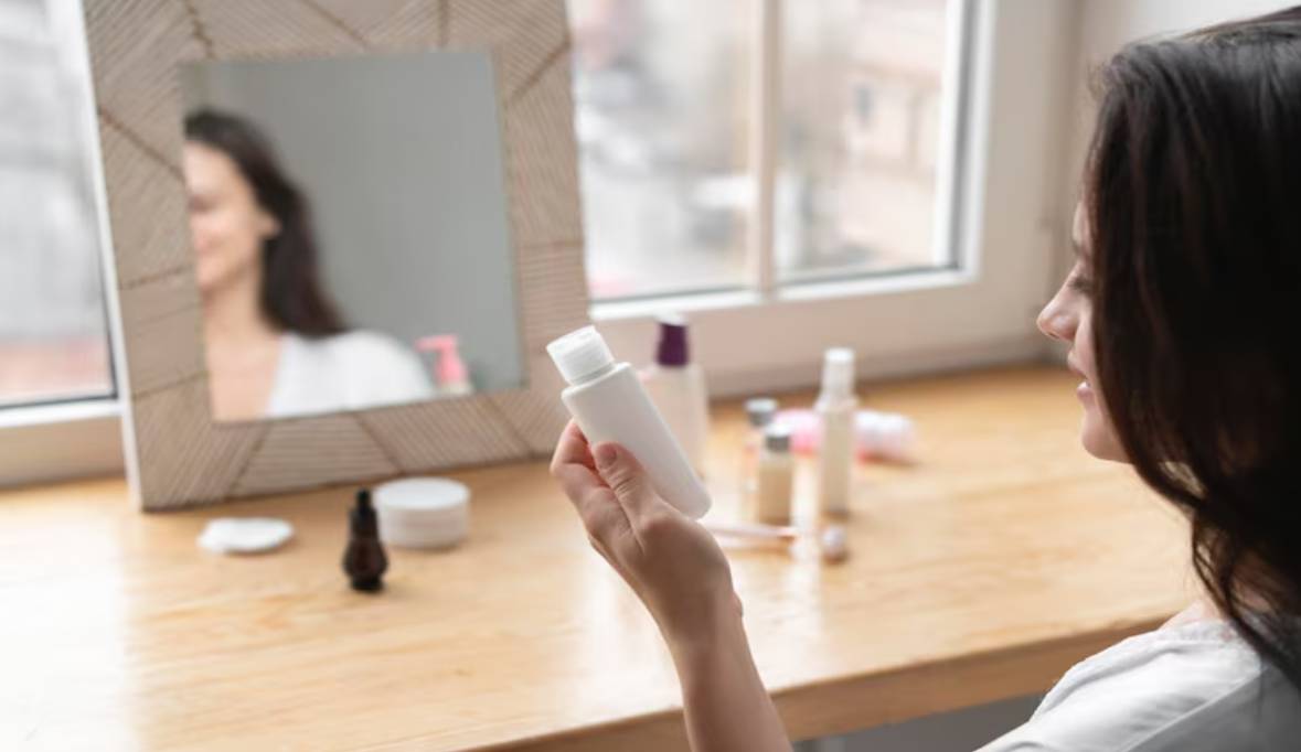 Beautiful woman doing self care treatment home