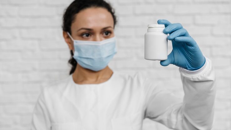 Woman holding medical treatment