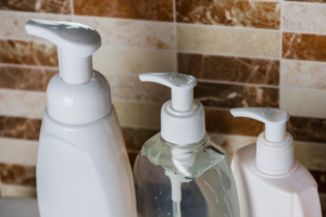Soap dispenser bottles bathroom